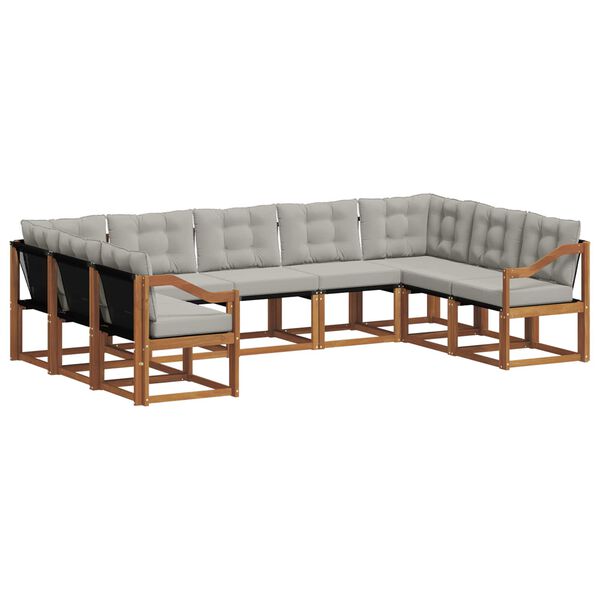 vidaXL &Uacute;ti s&oacute;fasett 9 pcs N&aacute;tt&uacute;rulegt og Lj&oacute;st Gr&aacute;tt Hrein akas&iacute;utr&eacute;