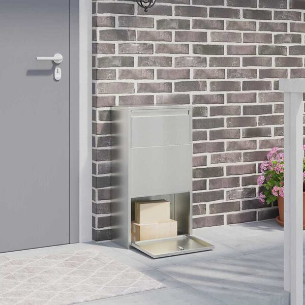 vidaXL P&oacute;stkassi me&eth; geymslu Silfur 44 x 22 x 82 cm Galvaniserad st&aacute;l