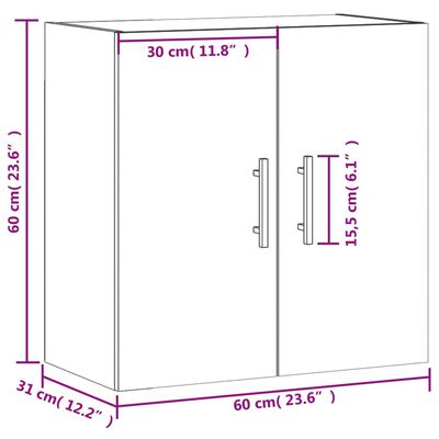 vidaXL Veggfestur Skápur Hvítur 60x31x60 cm Samsettur Viður