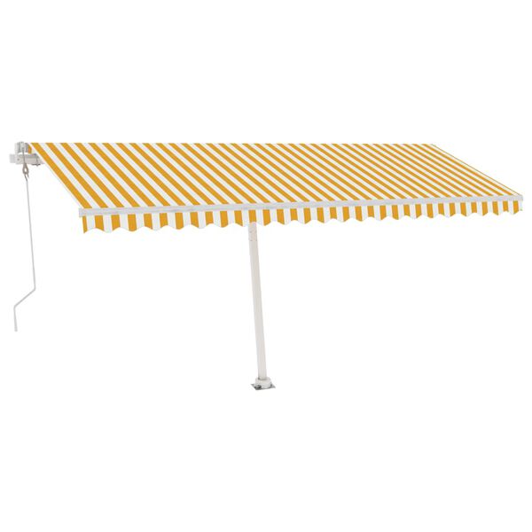 vidaXL Sj&aacute;lfvirkt Skyggni me&eth; LED&Vindskynjara 500x350 cm Gular/Hv&iacute;tar