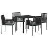 vidaXL Gar&eth;ur bor&eth;sett 5 pcs Svartur PE rattan