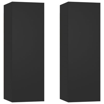 803347 vidaXL TV Cabinets 2 pcs Black 30,5x30x90 cm Chipboard