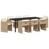 vidaXL Gar&eth;ur bor&eth;sett me&eth; p&uacute;&eth;i 9 pcs Drapplita&eth;ur p&oacute;l&yacute;rattan