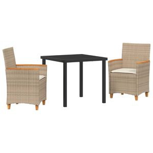 vidaXL Gar&eth;ur bor&eth;sett 3 pcs Drapplita&eth;ur p&oacute;l&yacute;rattan