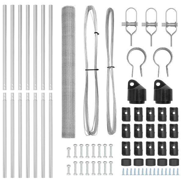vidaXL Gir&eth;ingarp&oacute;stur Silfur 10 x 1,5 m (25 mm net) St&aacute;l
