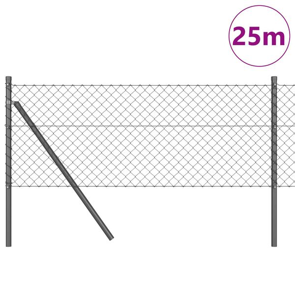 vidaXL Gir&eth;ingarp&oacute;stur Gr&aacute;r 25 x 0,6 m (40 x 40 mm net) St&aacute;l og PVC