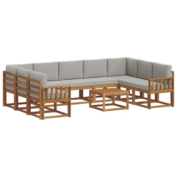 vidaXL &Uacute;ti s&oacute;fasett me&eth; p&uacute;&eth;i 10 pcs N&aacute;tt&uacute;rulegt og Lj&oacute;st Gr&aacute;tt