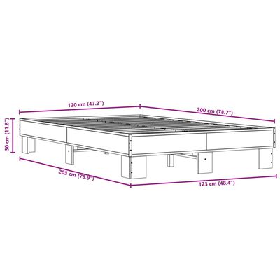 vidaXL Rúmgrind án Dýnu Reyktóna Eikarlitur 120x200 cm