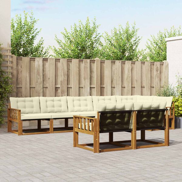 vidaXL &Uacute;ti s&oacute;fasett me&eth; p&uacute;&eth;i 8 pcs N&aacute;tt&uacute;rulegt og Krem