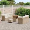vidaXL Gar&eth;s&oacute;fa sett me&eth; p&uacute;&eth;i 9 pcs Beige og krem p&oacute;l&yacute;rattan