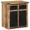 vidaXL Skenkur me&eth; 2 Sk&uacute;ffum 55x35x60 cm Gegnheill Gr&oacute;fur Mang&oacute;vi&eth;ur
