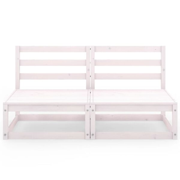 vidaXL 2 Sæta Garðsófi Hvít Gegnheil Fura