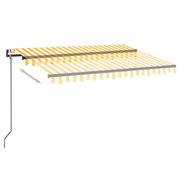 vidaXL Sj&aacute;lfvirkt Skyggni me&eth; LED&Vindskynjara 350x250 cm Gular/Hv&iacute;tar