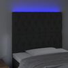 vidaXL LED h&ouml;fu&eth;gafl Svart 90x7x118/128 cm Flauel