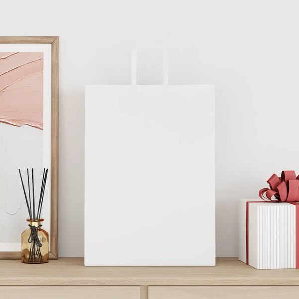 vidaXL Papp&iacute;rspokar 50 stk me&eth; Handf&ouml;ngum Hv&iacute;tir 32x17x44 cm