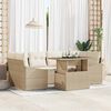 vidaXL Gar&eth;s&oacute;fa sett me&eth; p&uacute;&eth;i 7 pcs Beige og krem p&oacute;l&yacute;rattan