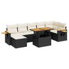 vidaXL 8 stykki gar&eth;s&oacute;fasett me&eth; p&uacute;&eth;um Black Poly Rattan Acacia