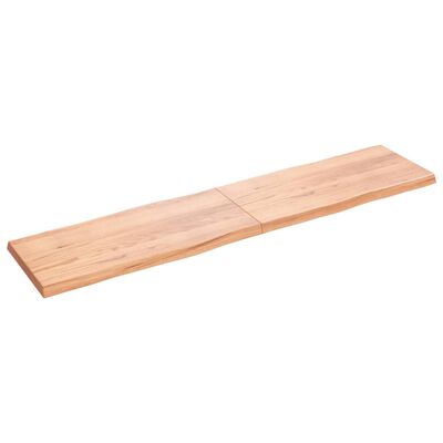 vidaXL Borðplata Ljósbrún 220x50x(2-6) cm Meðhöndluð Náttúrul. Brúnir