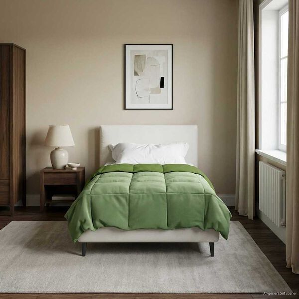 vidaXL Full &aacute;rs d&yacute;na S&iacute;&eth;la&eth; Gr&aelig;nn 155 x 220 cm M&iacute;kr&oacute;f&iacute;ber