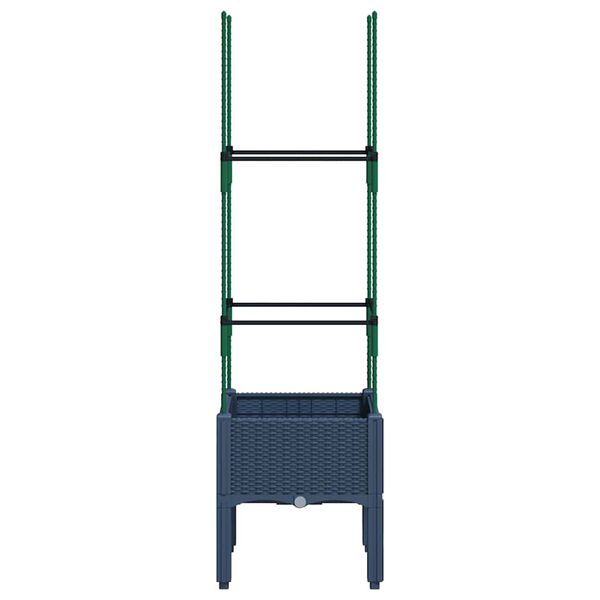 vidaXL Gróðurkassi með Rimlagrind 40x40x142,5 cm Blágrátt PP