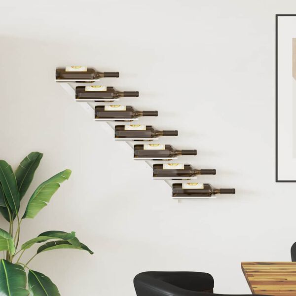 vidaXL Vegghengdur V&iacute;nrekki fyrir 7 fl&ouml;skur Hv&iacute;tur M&aacute;lmur