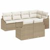 vidaXL Gar&eth;s&oacute;fa sett me&eth; p&uacute;&eth;i 7 pcs Beige og Hv&iacute;tt p&oacute;l&yacute;rattan