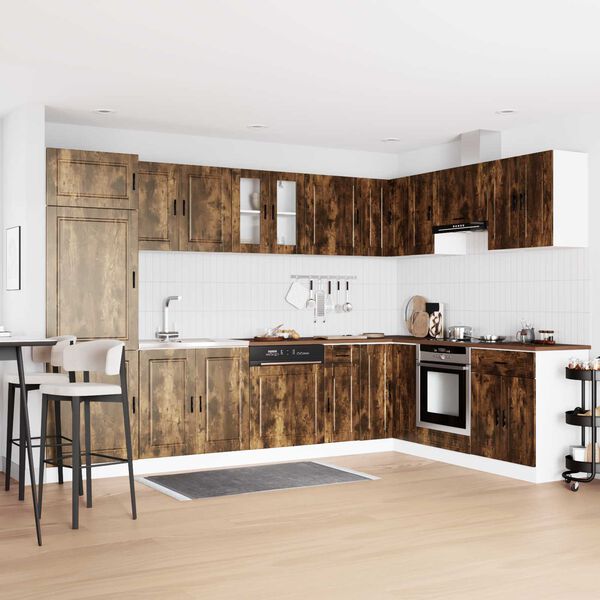 vidaXL Vaskskap me&eth; geymslu me&eth; hur&eth; Porto 2 pcs Br&uacute;nn Samsettur vi&eth;ur