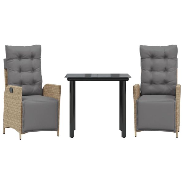 vidaXL 3 Hluta Gar&eth;bor&eth;sett me&eth; Sessum Drapplitu&eth; Blanda P&oacute;l&yacute;rattan