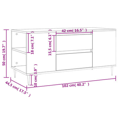 vidaXL Sófaborð Svart 102x44,5x50 cm Samsettur Viður