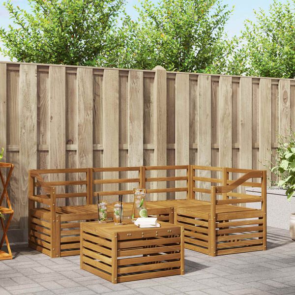 vidaXL &Uacute;ti s&oacute;fasett 5 pcs N&aacute;tt&uacute;rulegur Hrein akas&iacute;utr&eacute;