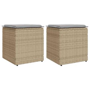 vidaXL garðstólar með púðum 2 stk Beige 40x40x43 cm Pólýrattan