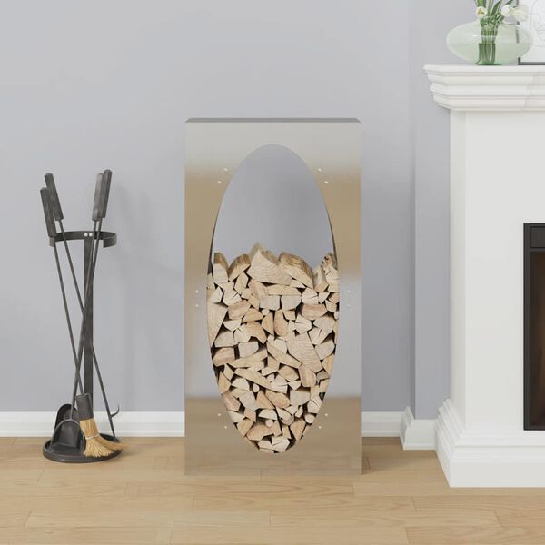 vidaXL Eldiviðargrind 50x23x100 cm Ryðfrítt stál