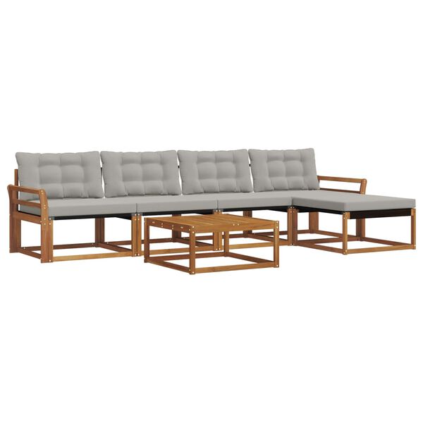 vidaXL &Uacute;ti s&oacute;fasett me&eth; p&uacute;&eth;i 6 pcs N&aacute;tt&uacute;rulegt og Lj&oacute;st Gr&aacute;tt