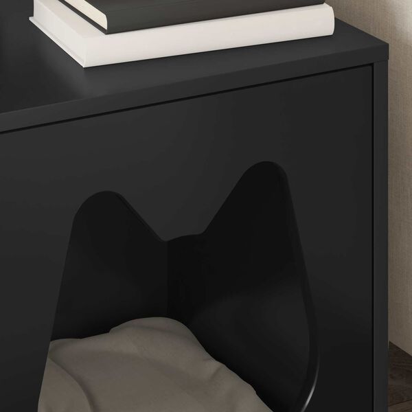 vidaXL Katta h&uacute;s Svartur 42,5 x 40 x 53,5 cm Samsettur vi&eth;ur