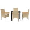 vidaXL Gar&eth;ur bor&eth;sett me&eth; p&uacute;&eth;i 5 pcs Drapplita&eth;ur p&oacute;l&yacute;rattan