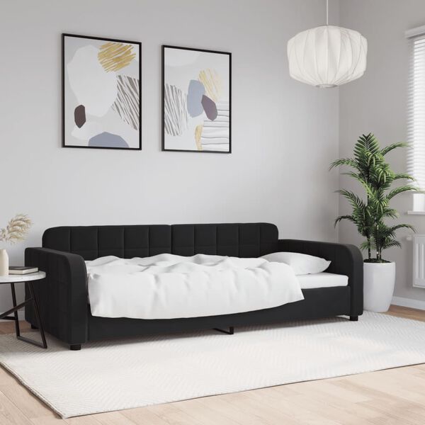 vidaXL Svefns&oacute;fi Svartur 90x190 cm Flauel