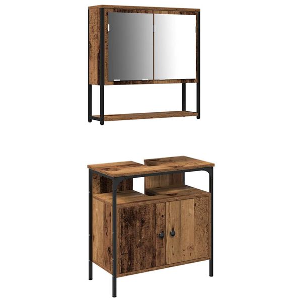 vidaXL Ba&eth;herbergismublasett me&eth; hillu 2 pcs Br&uacute;nn Samsettur vi&eth;ur