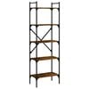 vidaXL B&oacute;kahilla m/ 5 Hillum Eikarlitur 56x31,5x174 cm Samsettur Vi&eth;ur