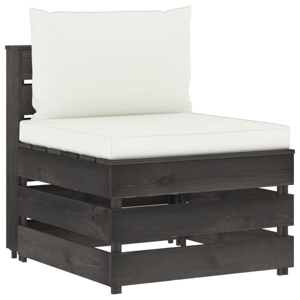 vidaXL 7 Parta Gar&eth;s&oacute;fasett me&eth; Sessum Gr&aacute;tt Gagnvarinn Vi&eth;ur