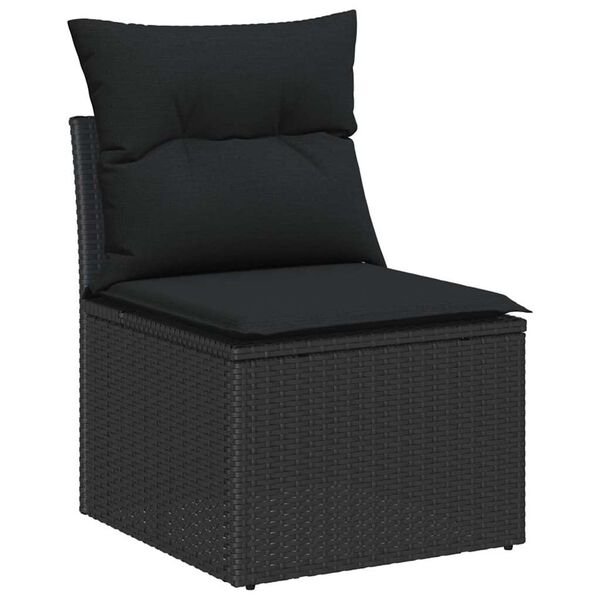 vidaXL Garðsófa sett 6 pcs Svartur pólýrattan