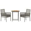 vidaXL Garð Bistro Set 3 pcs Grár Poly rattan
