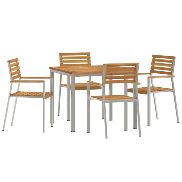 vidaXL Garðborðstofusett 5 pcs Brúnn Solid Akasíutré