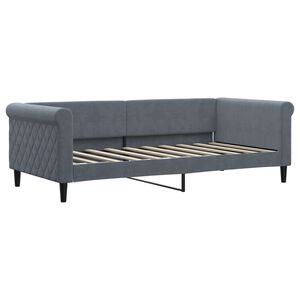 vidaXL Svefns&oacute;fi &aacute;n D&yacute;nu D&ouml;kkgr&aacute;r 90x190 cm Flauel