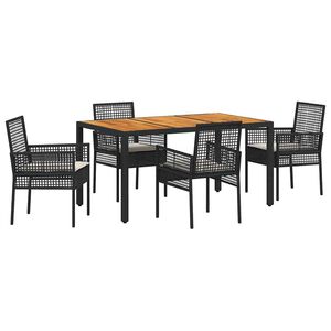 vidaXL Gar&eth;ur bor&eth;sett 5 pcs Svartur p&oacute;l&yacute;rattan