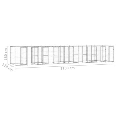 vidaXL Útihundabyrgi með Þaki Sinkhúðað Stál 24,2 m²