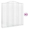 vidaXL Bogadreginn Grj&oacute;tkassi 3 stk. 200x30x200/220 cm Sinkh&uacute;&eth;a&eth; J&aacute;rn