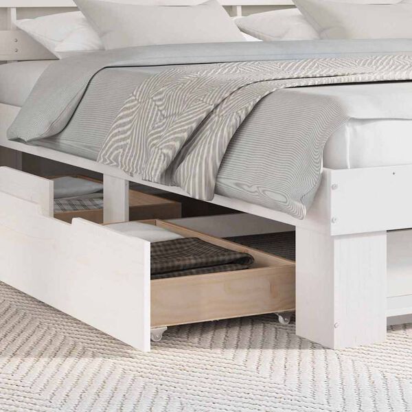 vidaXL Ramsv&iacute;k me&eth; h&ouml;fu&eth;gafl Hv&iacute;tt 200 x 200 cm Solid furuhikk