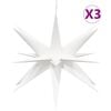 vidaXL J&oacute;lalj&oacute;s me&eth; LED 3 stk. Samanleggjanlegur Hv&iacute;tt 57 cm
