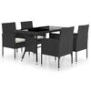 vidaXL 5 Hluta &Uacute;tibor&eth;stofusett P&oacute;l&yacute;rattan Svart