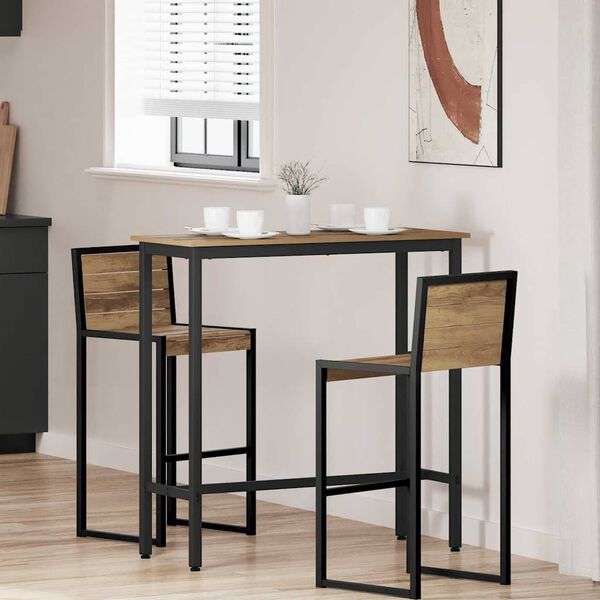 vidaXL bor&eth; Artisan Eik 100 x 40 x 100,5 cm Vinnslutr&eacute; og st&aacute;li